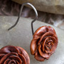 Sabo wood rosebud earrings