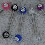 Steel barbell with side-set gemmed neon acrylic balls