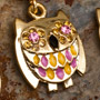 Gold plated gemmed owl dangle navel