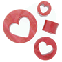 Pink ivory wood heart cut-out plugs