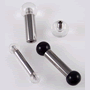 Steel internally threaded barbell with acrylic balls