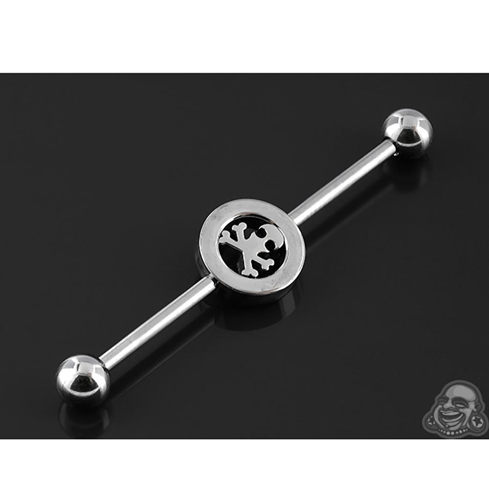 Skull and Crossbones Industrial Barbell
