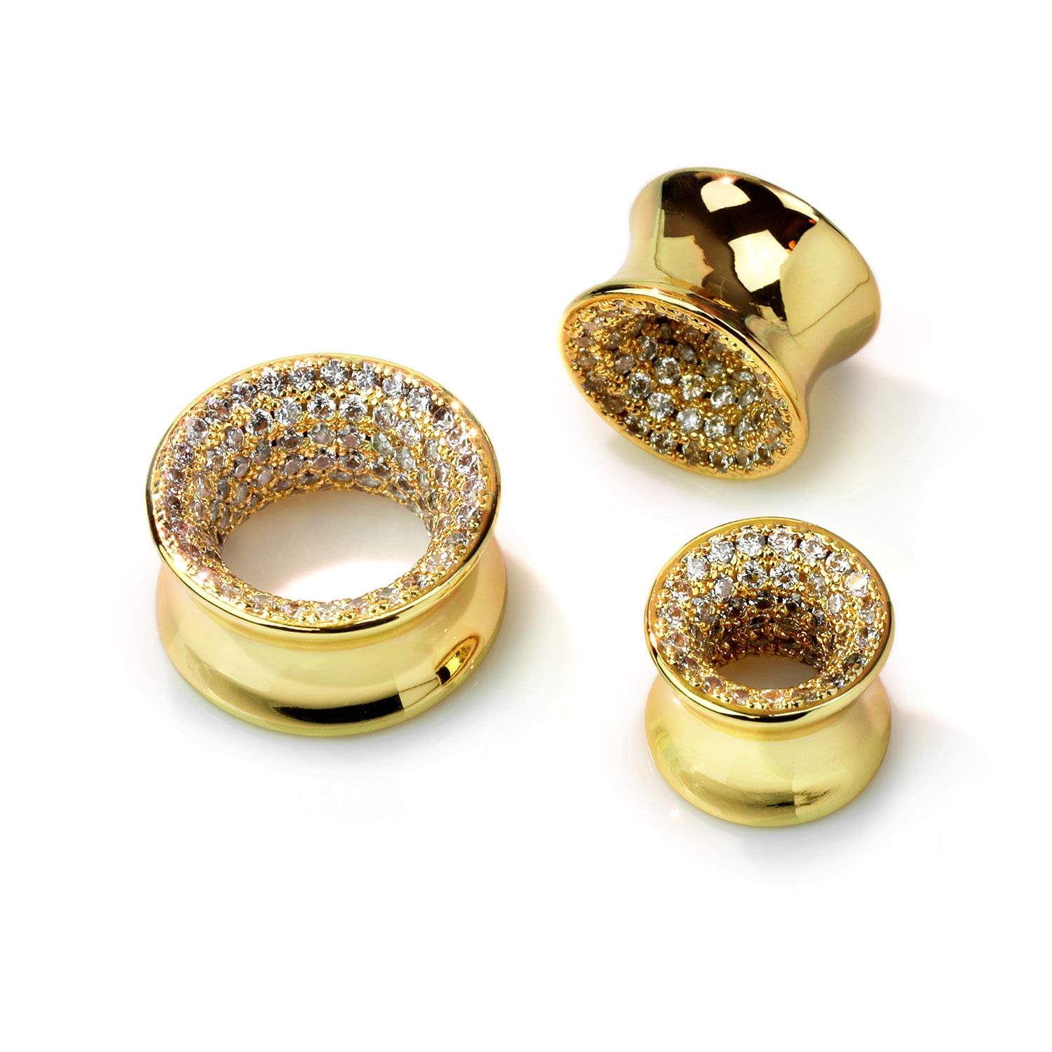Brass Cz Paved Double Flare Eyelet