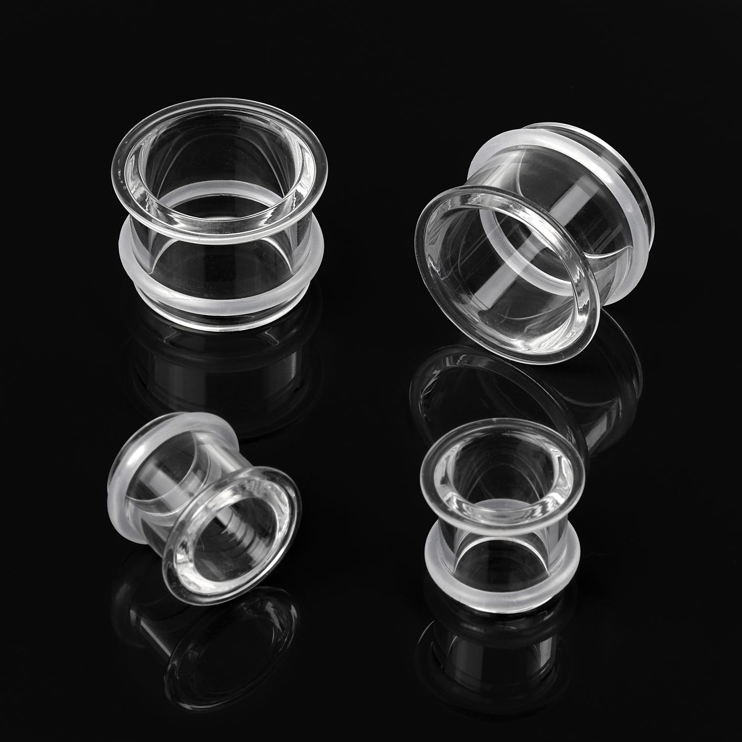 Clear Single Flare Glass Eyelets With O-ring Groove