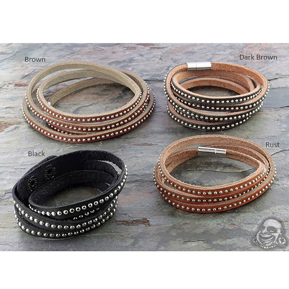 Studded Leather Wrap Bracelet