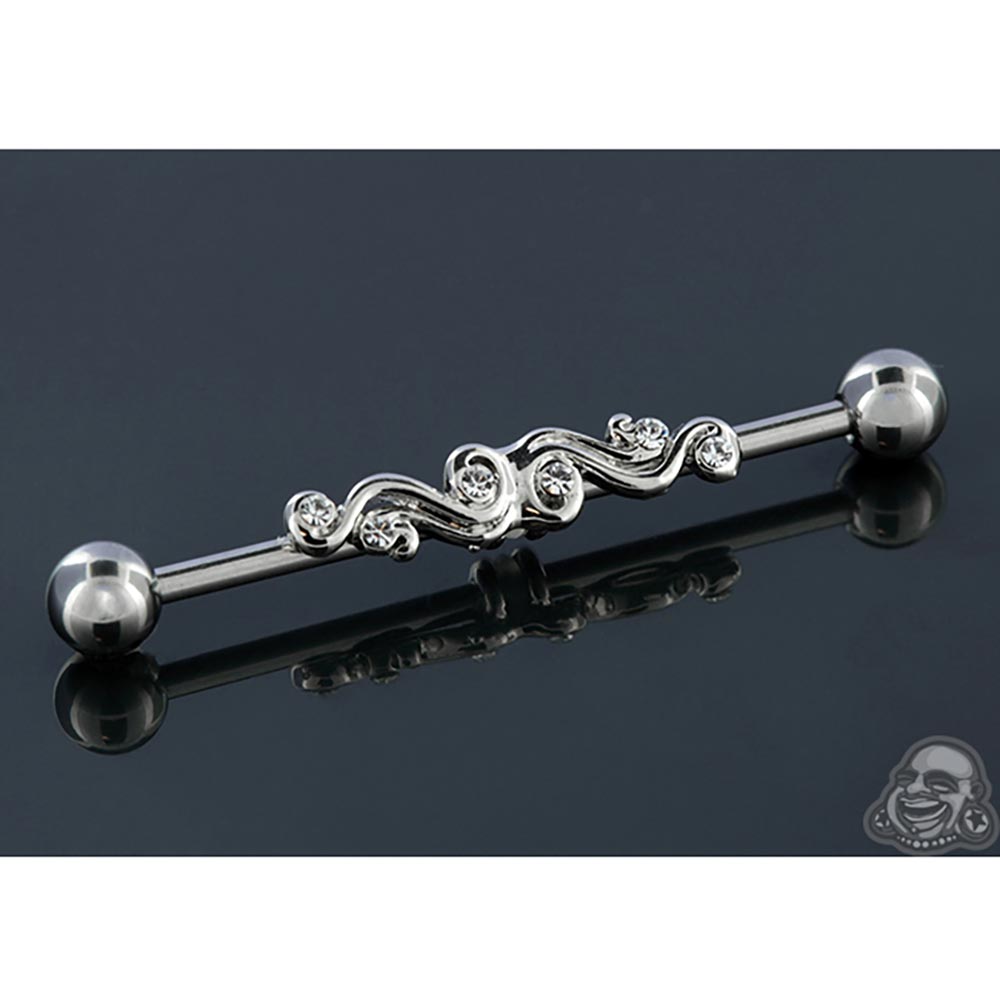 Gemmed Swirl Industrial Barbell Set