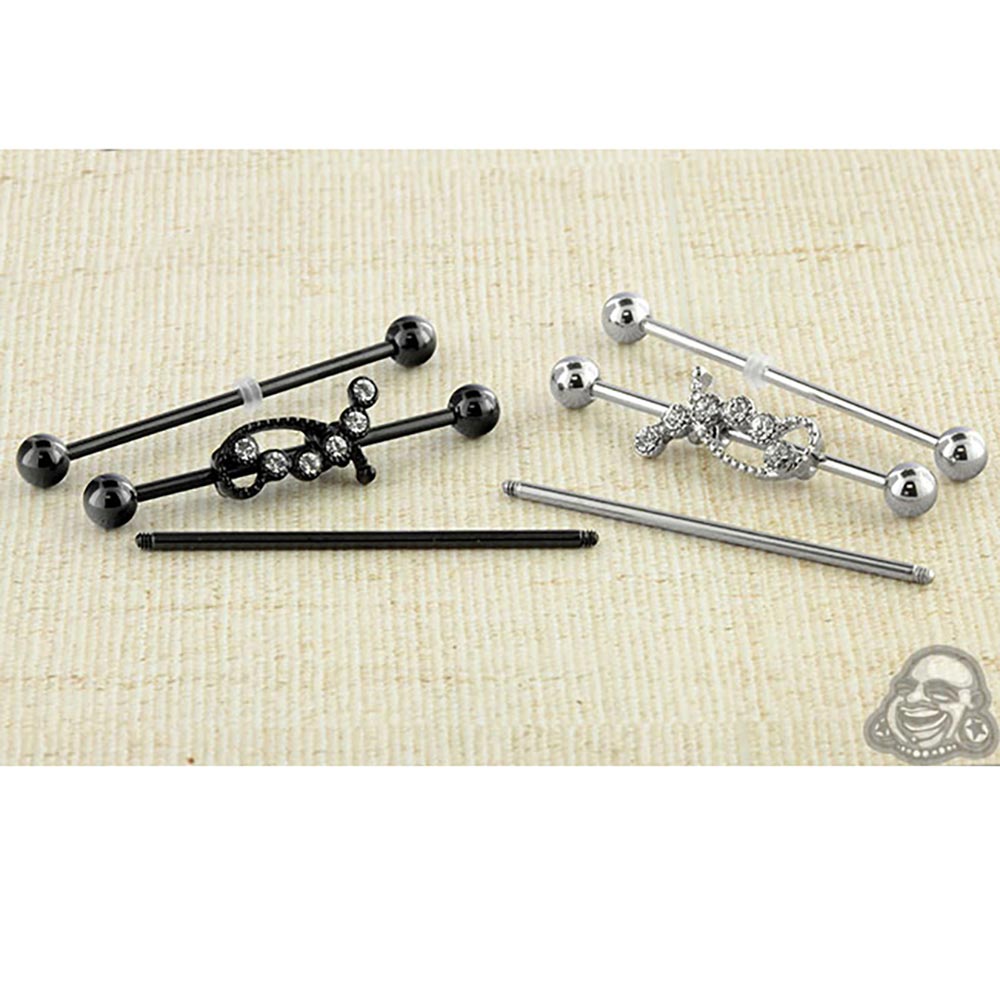 Jeweled Swirl Industrial Barbell Set