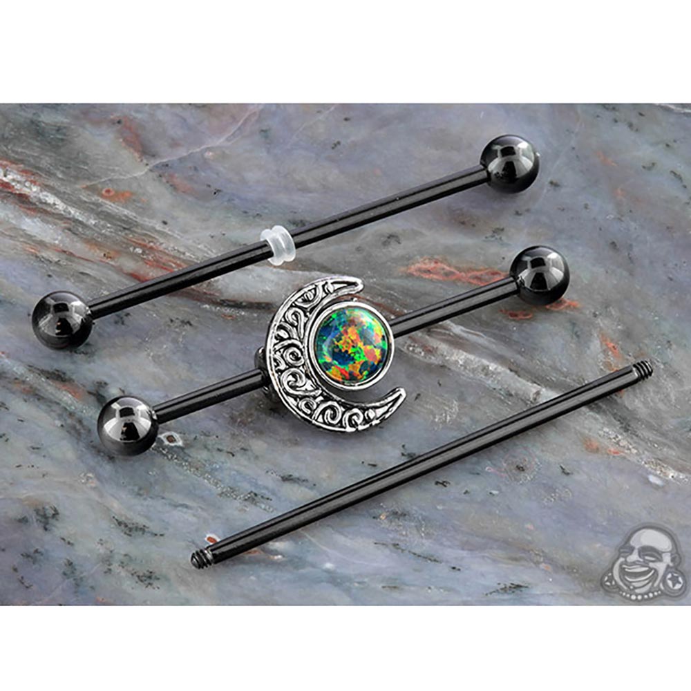 ColorCoated Moon Opal Circle Industrial Barbell Set