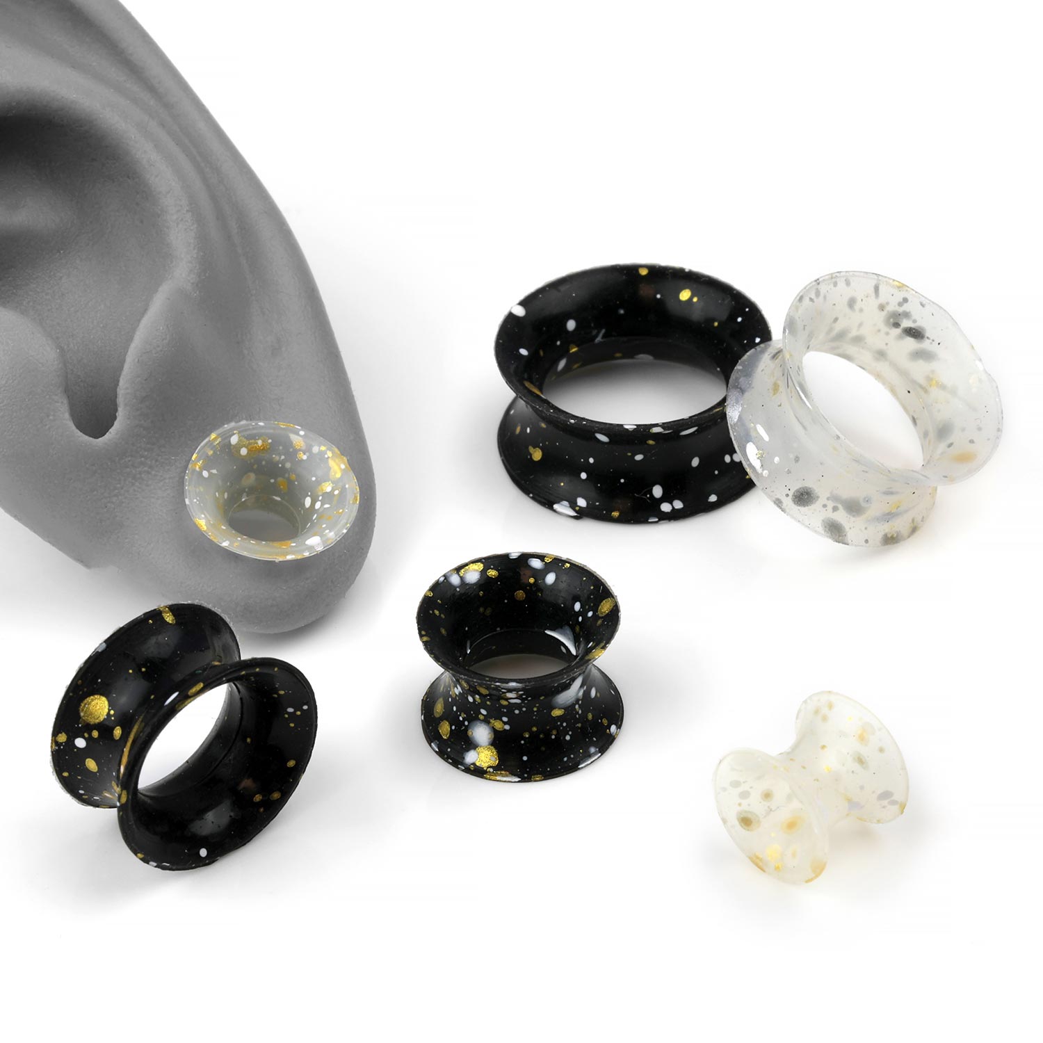 Paint Splatter Silicone Plugs For Stretched Lobes