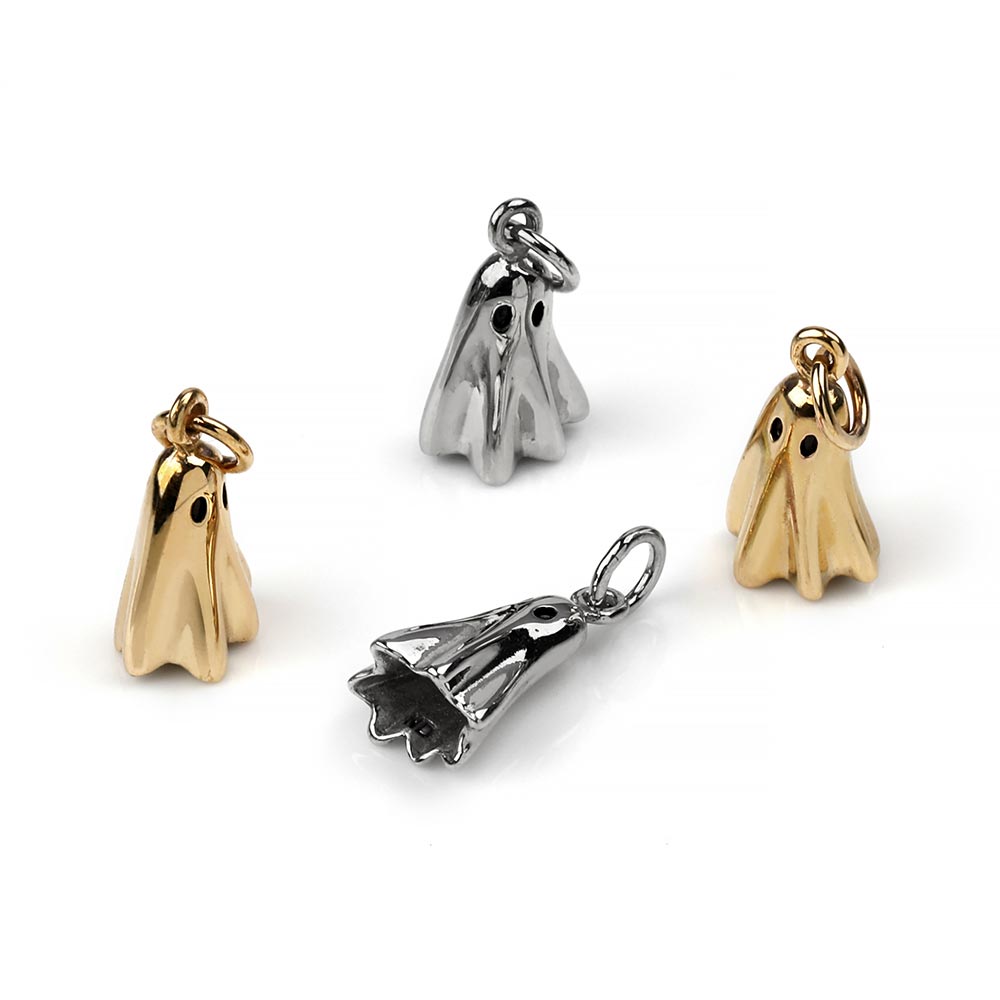 thumbnail image 2 of Xanadu Designs Silver Plated Ghost Charms – Wholesale Lot (5, 10, Or 20 Pieces) C3138 2 of 6