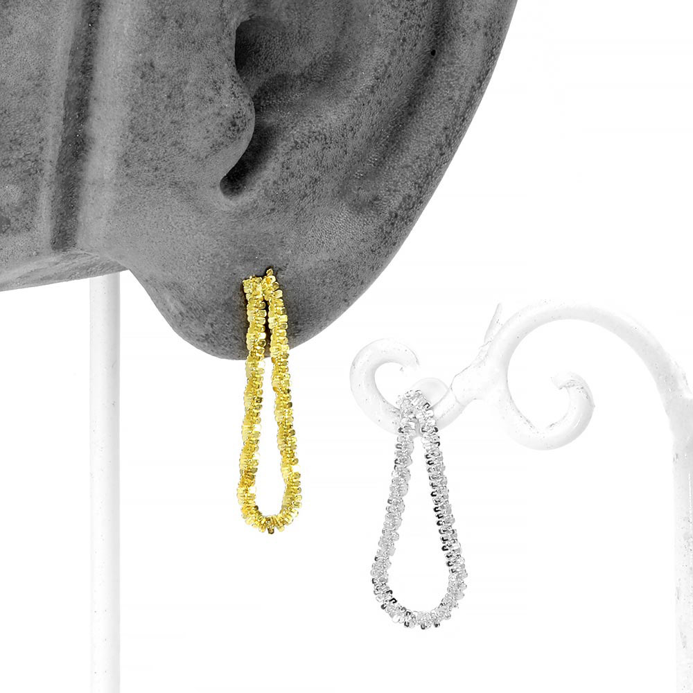 Silver Dangle Chain Loop Stud Earrings