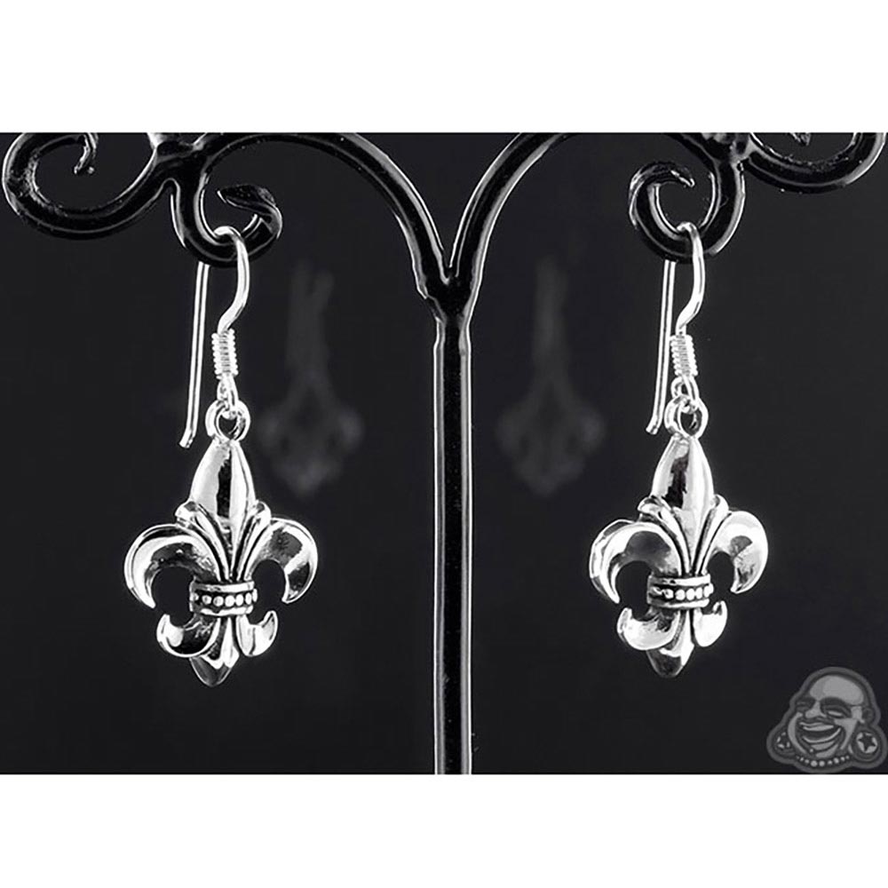 Fleur de lis earrings silver Clearance
