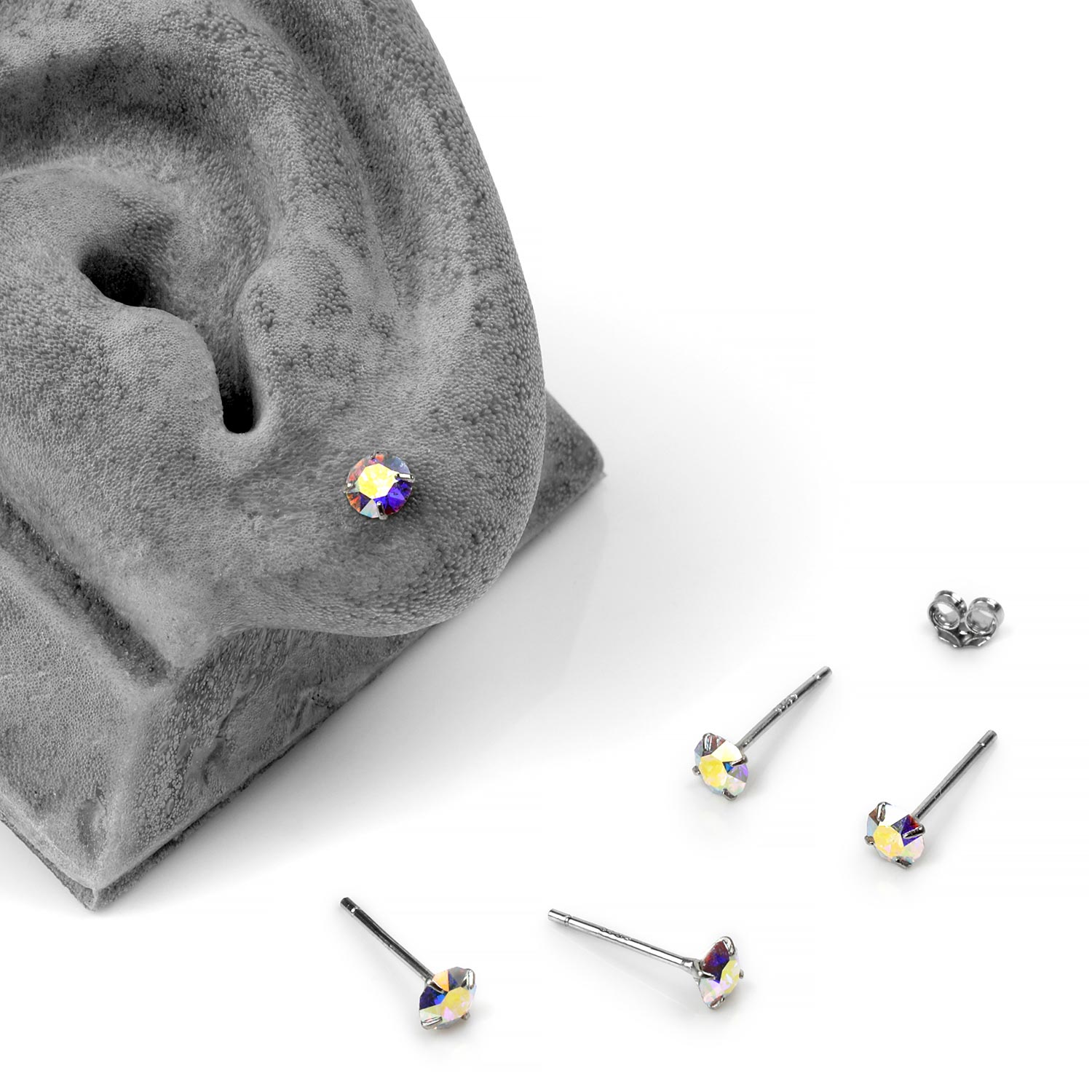Philip Jones Orecchini Pendenti In Argento Sterling 925 Con Cristalli Zirconia - Effetto Aurora Boreale