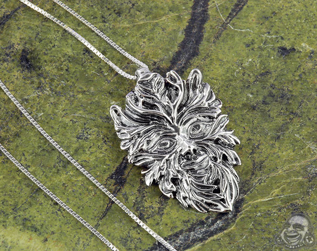 Silver Green Man Necklace - Green Man Pendant Silver Silver Green Man Necklace - Green Man Pendant Silver