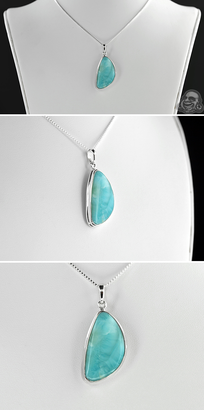 Sterling Silver and Larimar Pendant Necklace