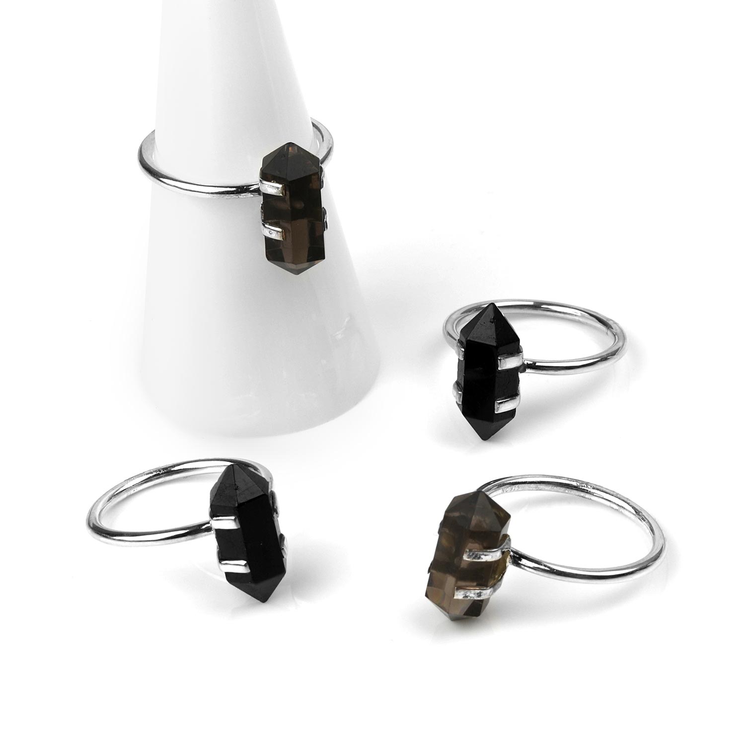 Silver Crystal Point Rings In Sterling Silver Finger-ring