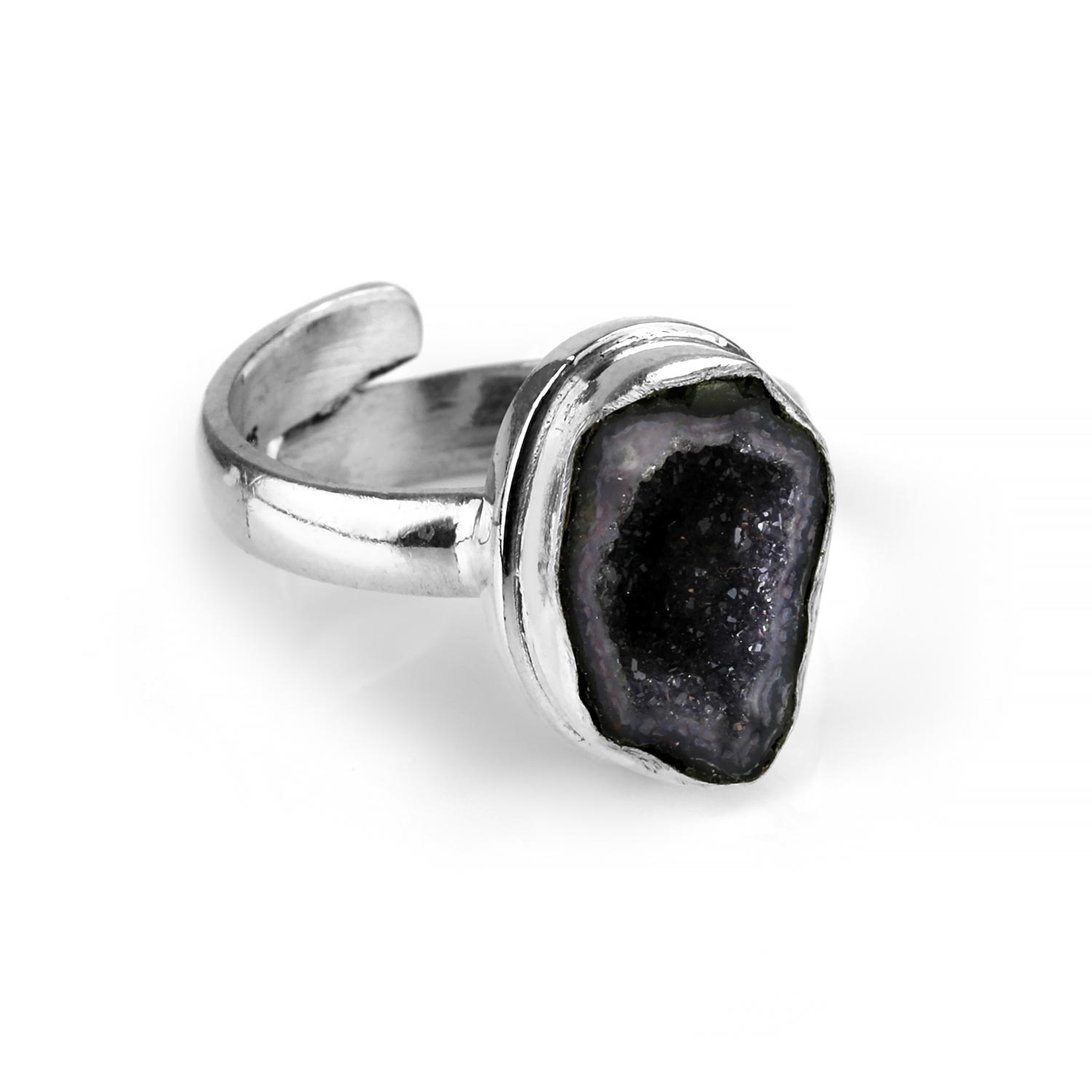 Adjustable Sterling Silver And Geode Ring