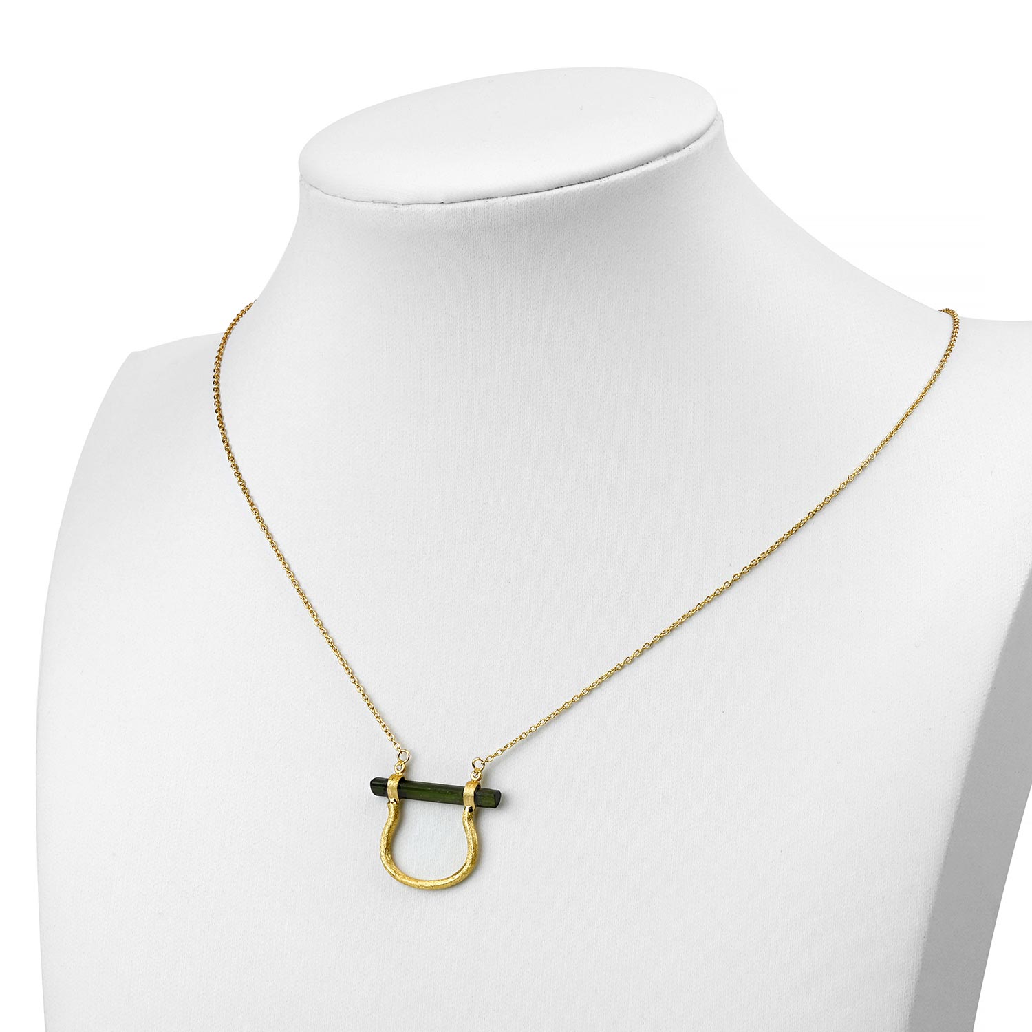 Dark Green Tourmaline With Diamonds Necklace