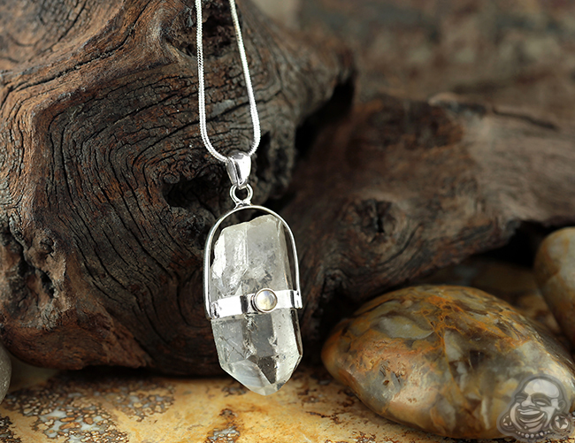 Sterling Silver And Quartz Pendant Necklace With Moonstone