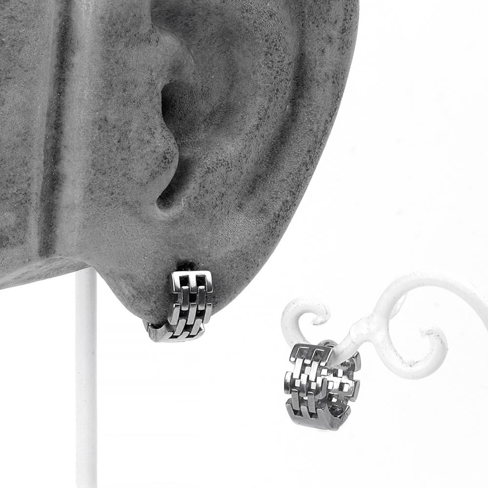 Steel Chain Link Huggie Earrings