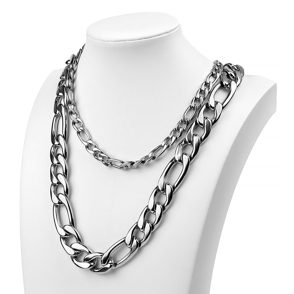 Men's Silver Chain Necklace, Stainless Steel Silver Mens Chain, Cuban...