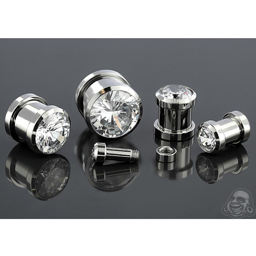 Flesh Tunnel with CZ Gem