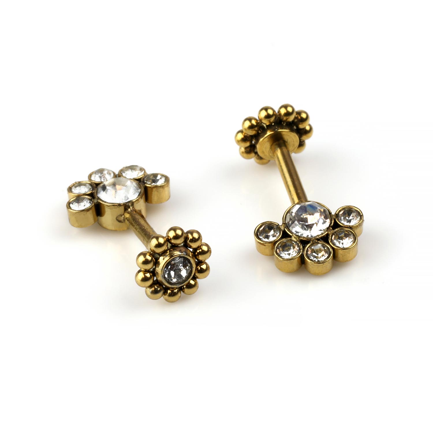 Floating Helix Labret: Stainless Steel With Synthetic Stones