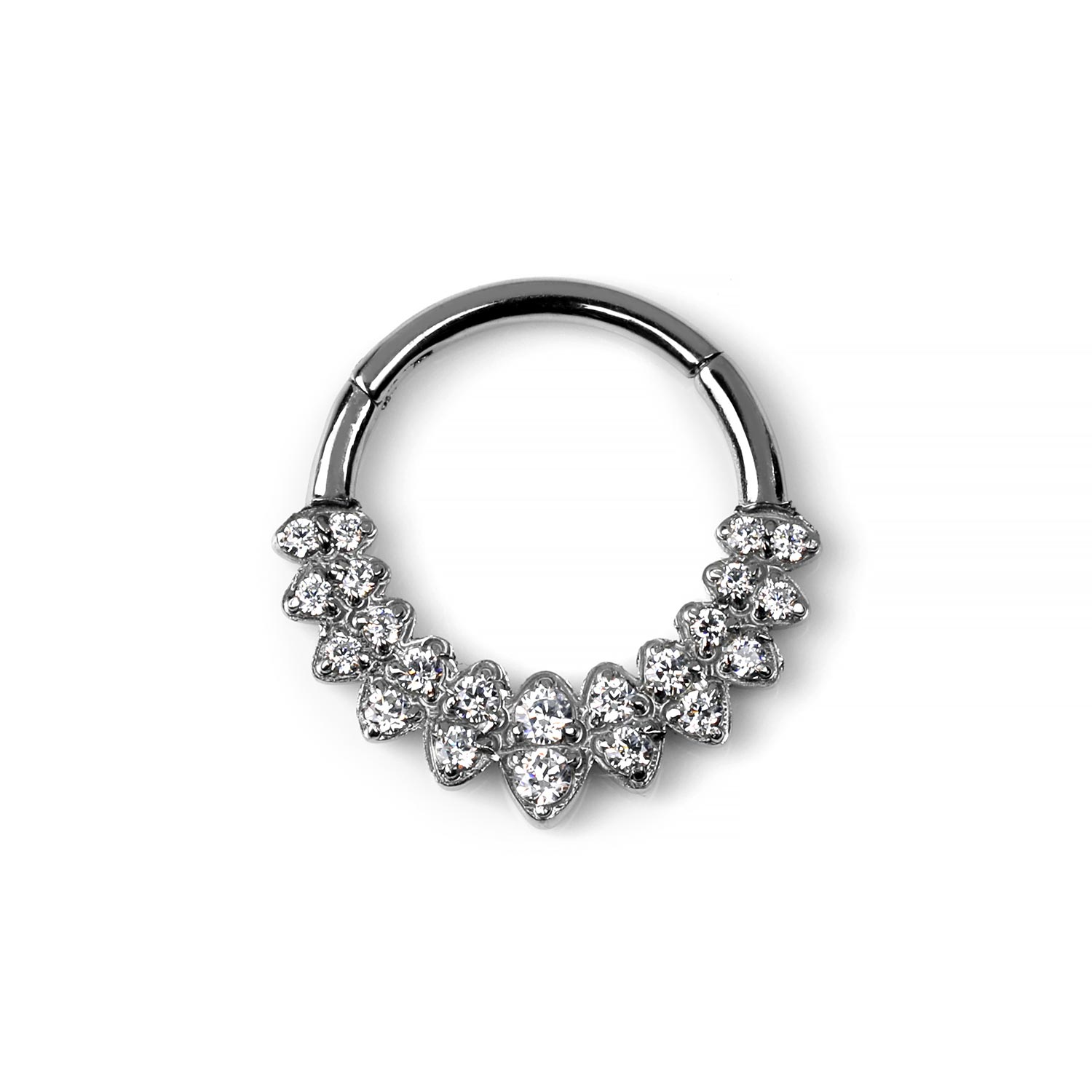 Silver Clicker Stainless Steel Double Lined Gem Clicker For Helix & Septum