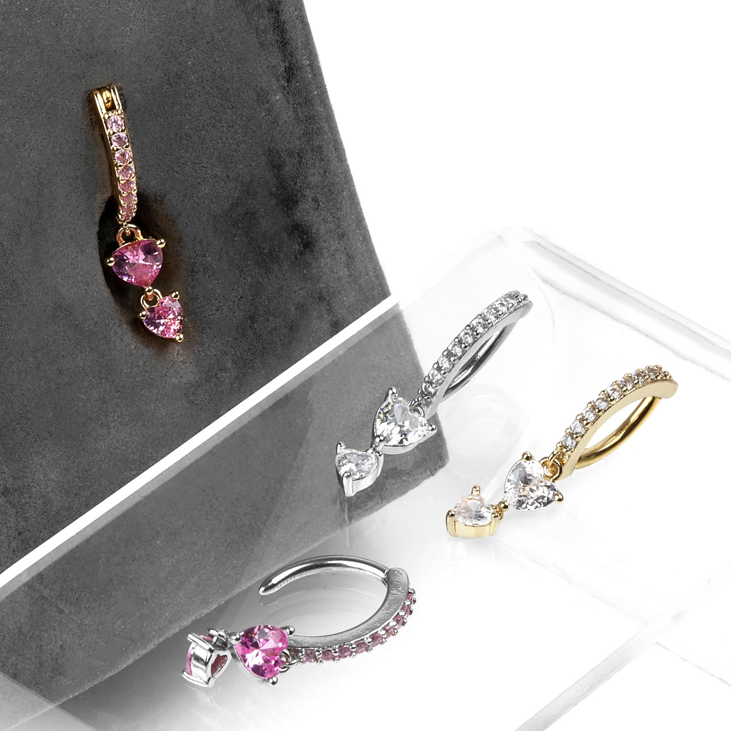 Steel Heart Gem Dangle Rail Clicker