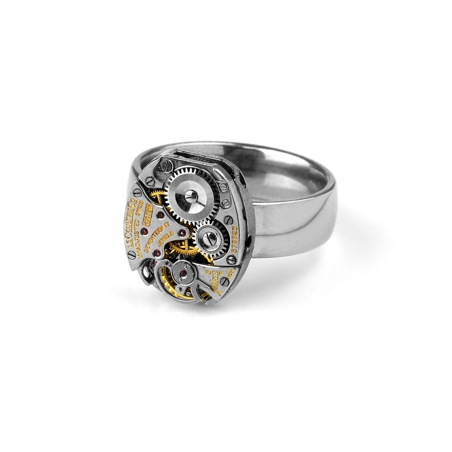 Metal Clock Rings Mixed Clockwork Ring In Stainless Steel And Brass