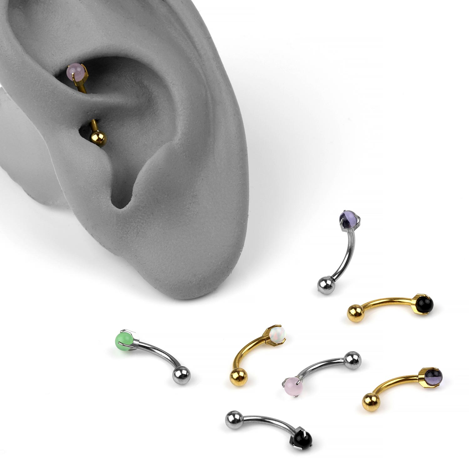 Curved Barbell With Opals: Versatile Piercing Jewelry