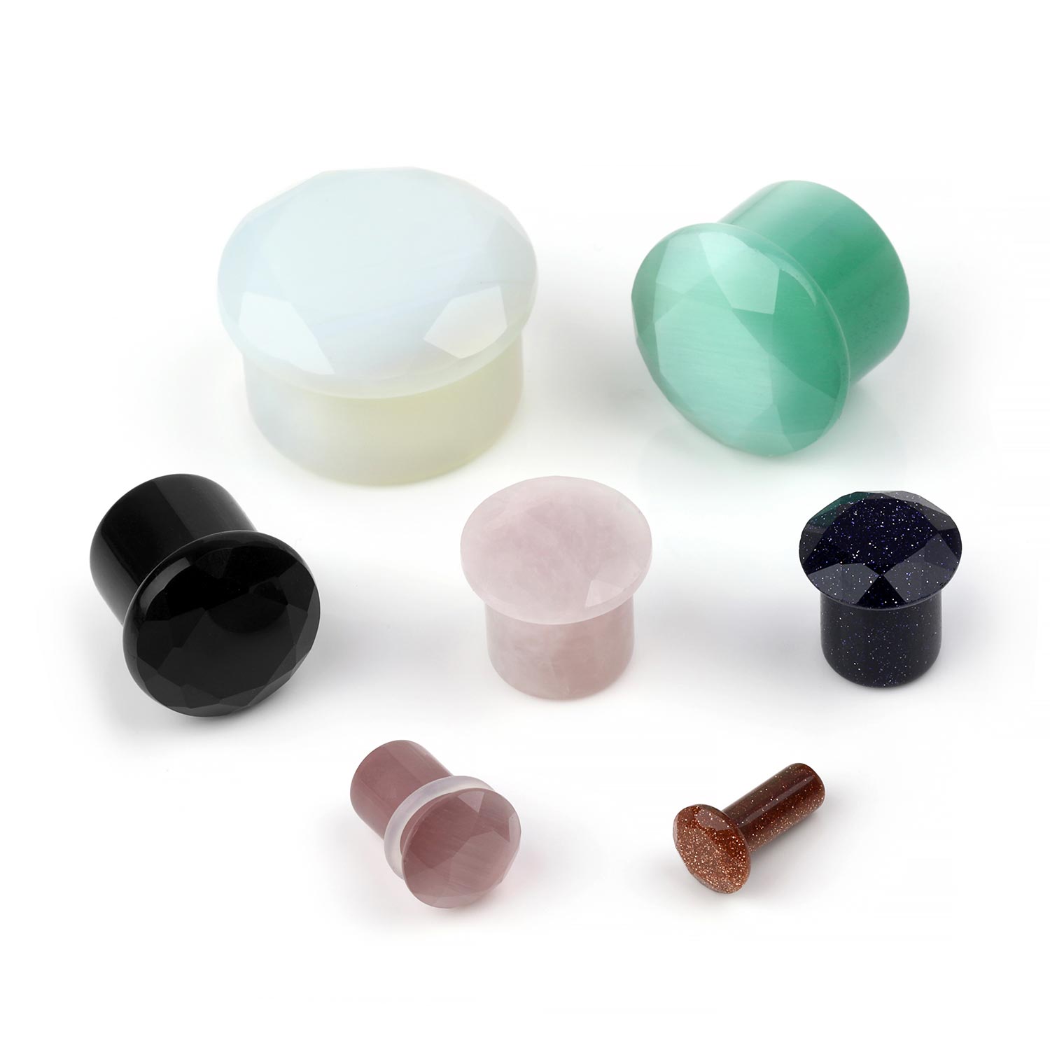 Single Flare Brilliant Cut Faceted Stone And Glass Plug