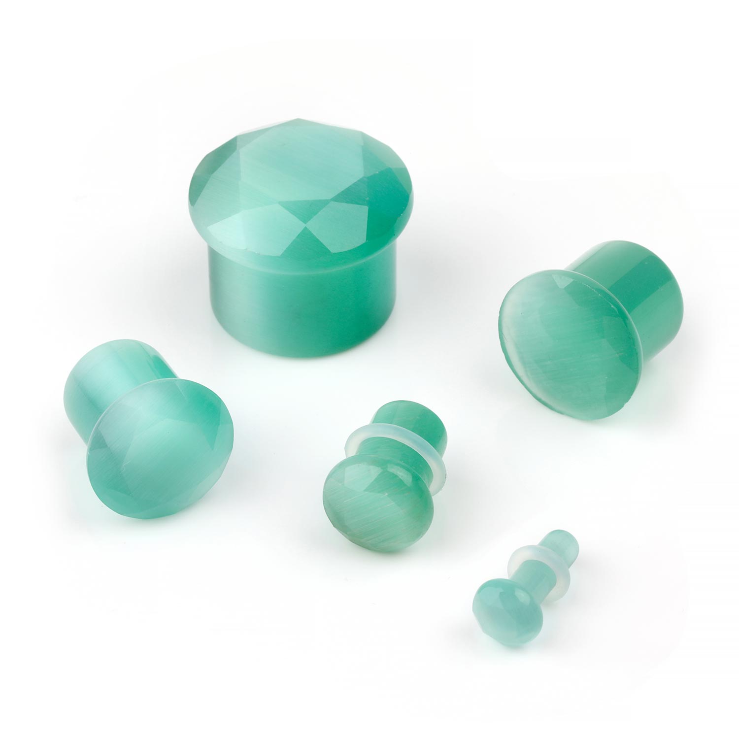 PAIR-Glass Faceted Cut Pink Saddle Flare Ear Plugs 05mm/4 Gauge