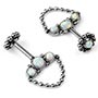 Steel Tri-gem Floating Labret With Synthetic Opals