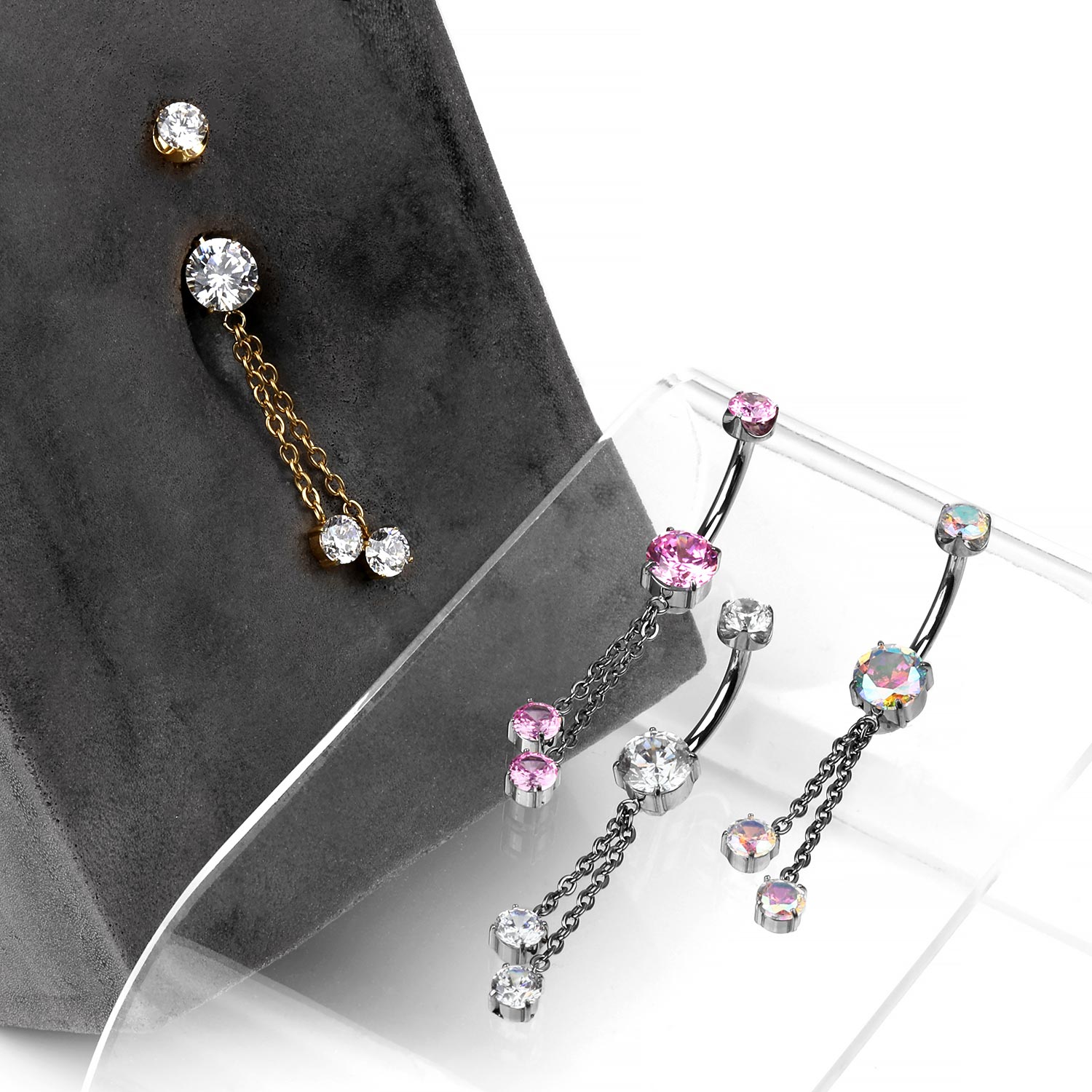Titanium Gem Bangle Dangle Navel