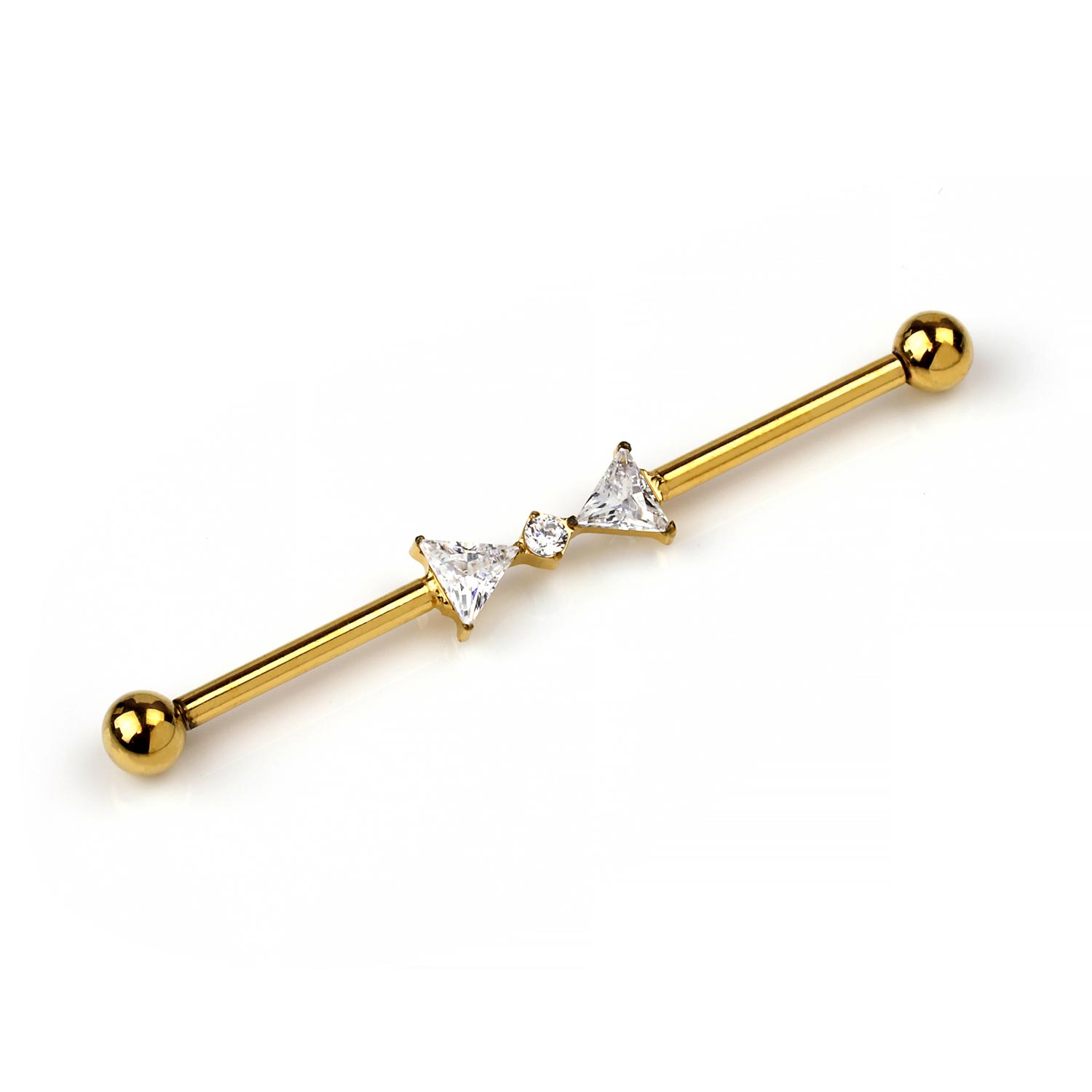 Titanium Cz Bow Industrial Piercing Barbell