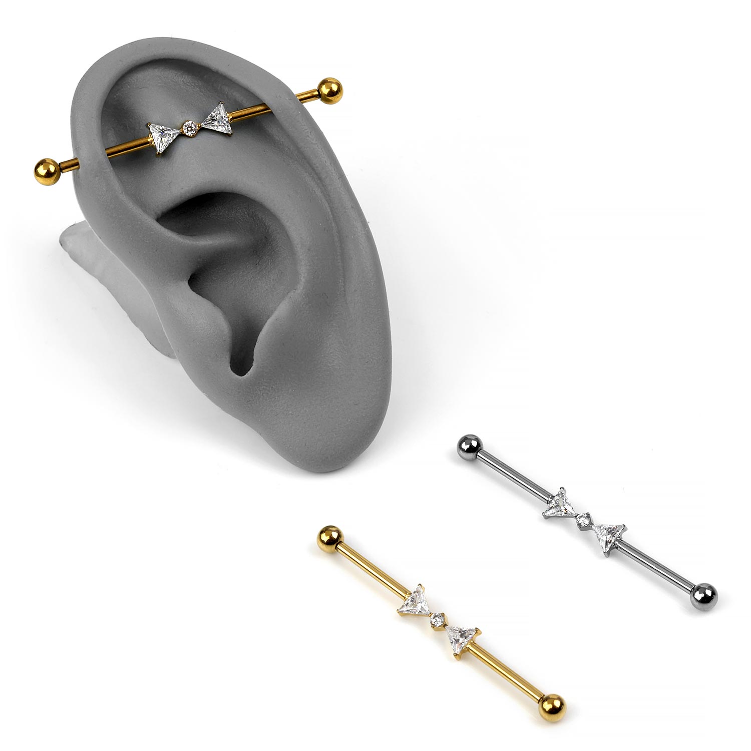 Titanium Cz Bow Industrial Piercing Barbell