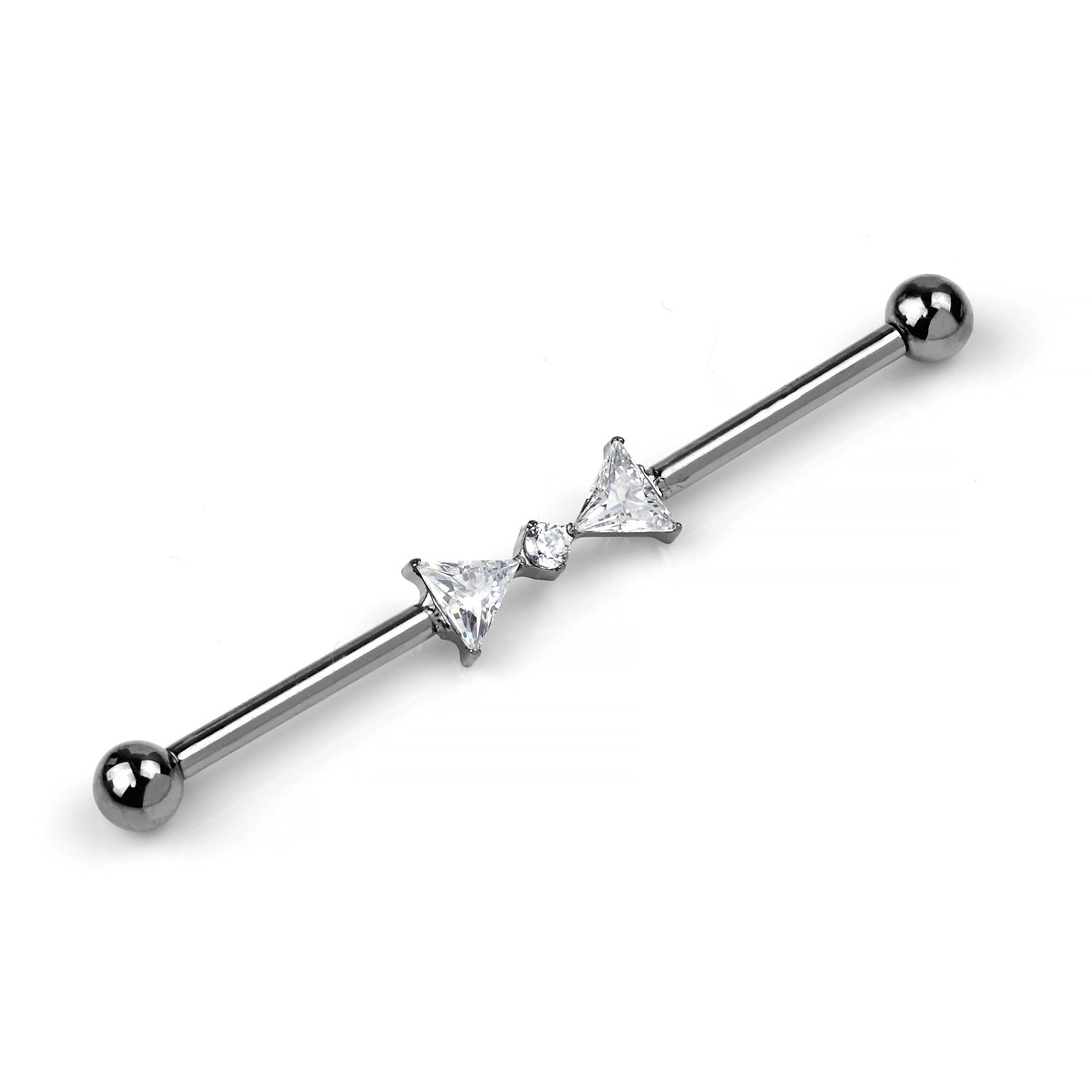 Titanium Cz Bow Industrial Piercing Barbell