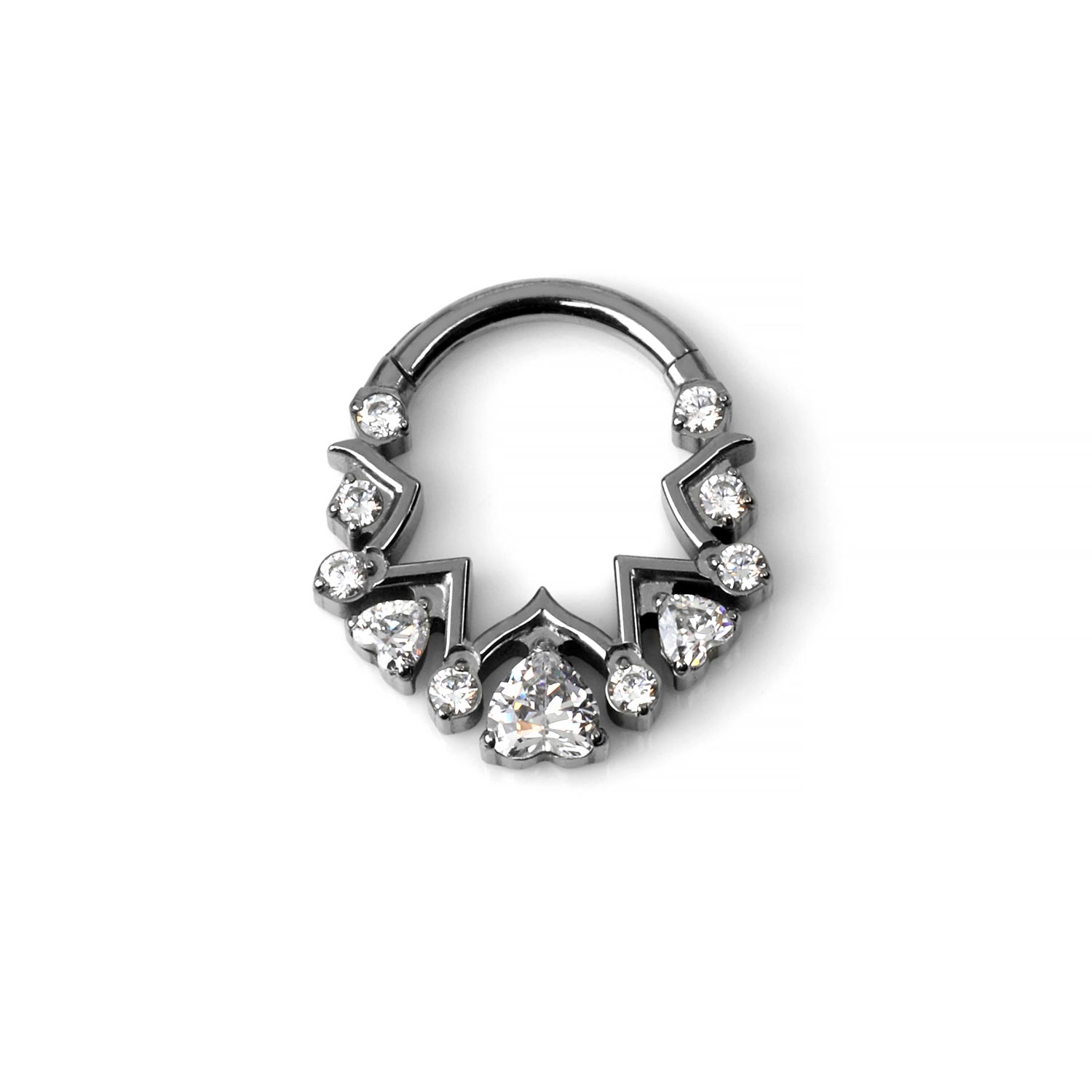Titanium Zigzag Heart Gem Clicker For Piercings