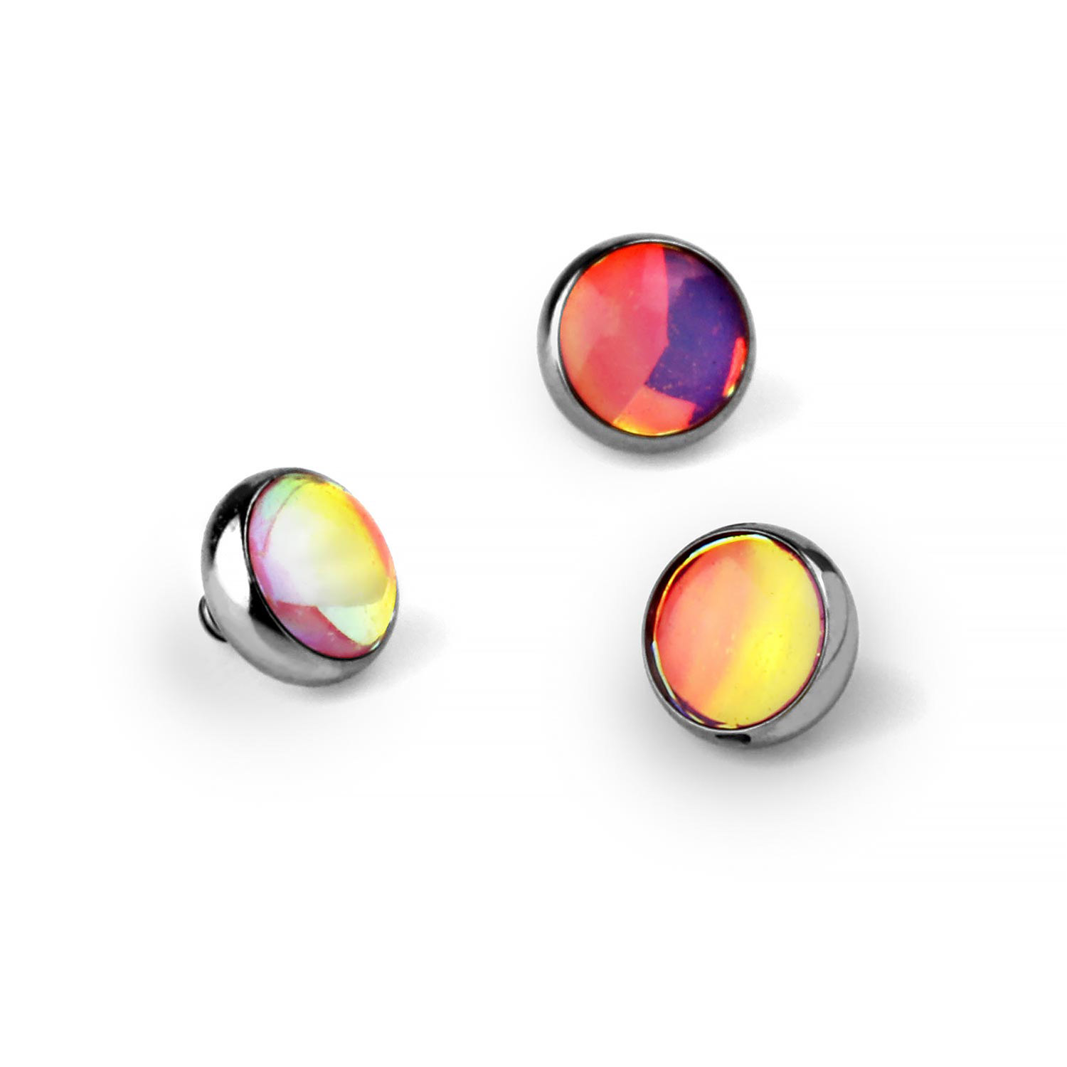 Titanium Threaded Bezel Hologram Gem Ends