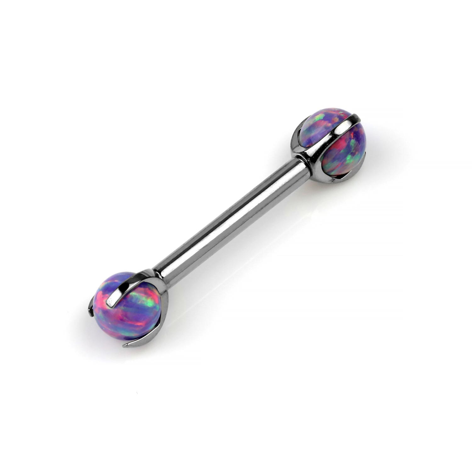 Titanium Opal Prong Nipple Barbell Implant Grade Piercing