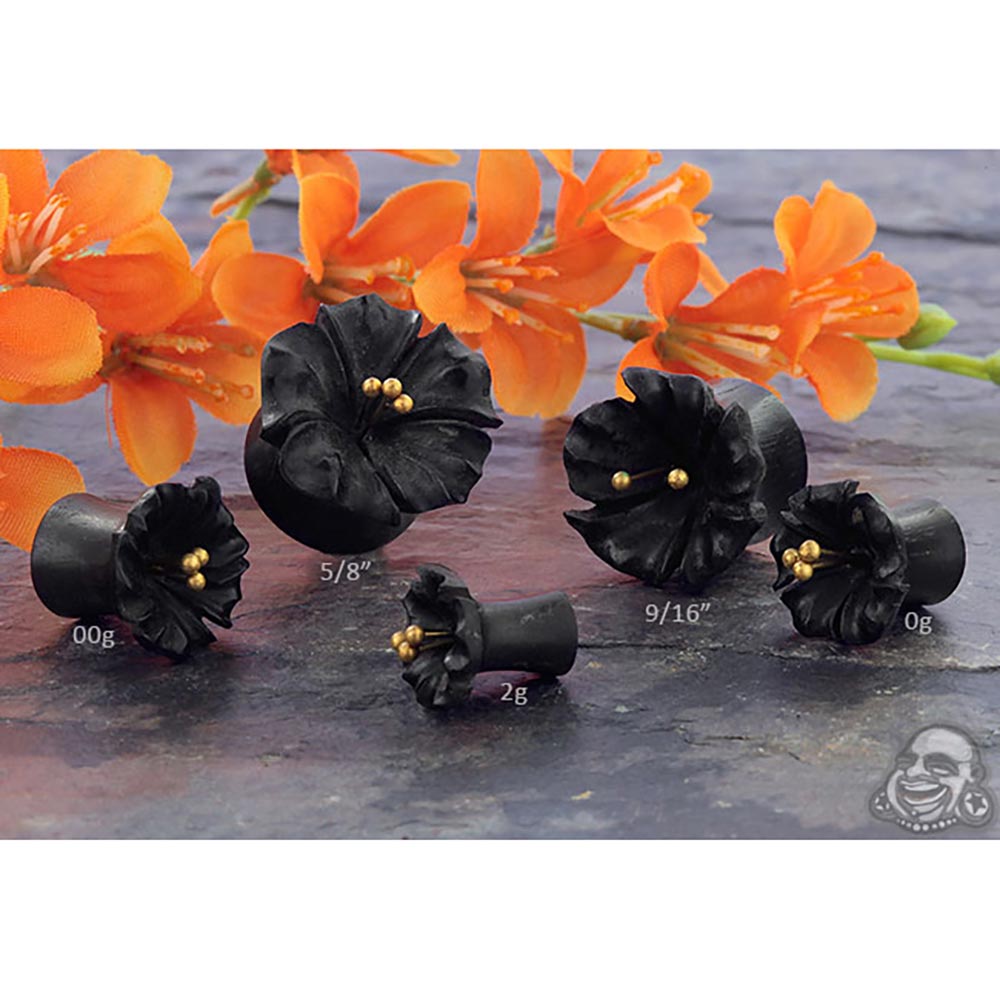 Ebony Wood Flower Plug With Brass Stamens